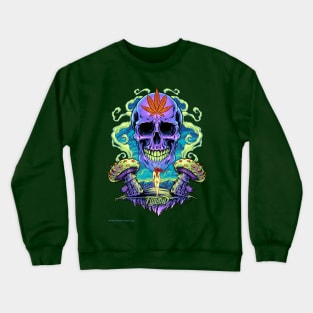 Purple Cannabis Skull with Mushrooms Crewneck Sweatshirt